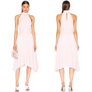 A.L.C. Renzo B Sleeveless Smocked Pleated Midi Dress in Pale Pink Size 12